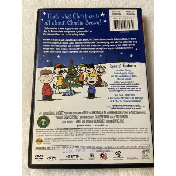 A Charlie Brown Christmas Dvd Remastered Deluxe Edition Bonus Peanuts Tv Special - Picture 2 of 9